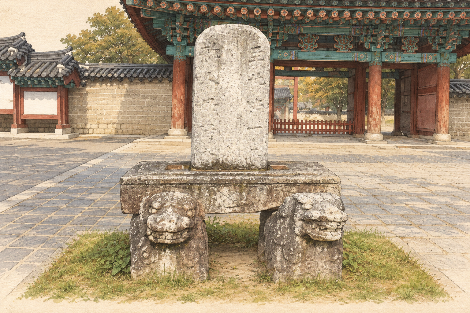 경기전 하마비 관찰 스케치 · Hamabi observation sketch